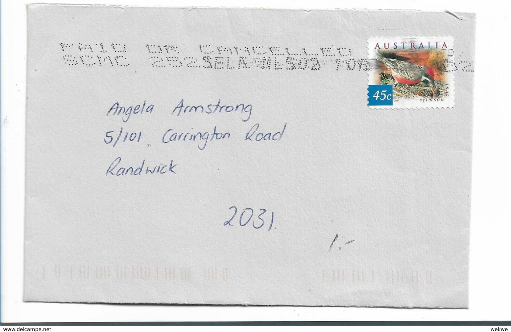 Aus398/ AUSTRALIEN - Vogel (crimson) Füttert Junge 2001 (bird.pajaro) - Covers & Documents