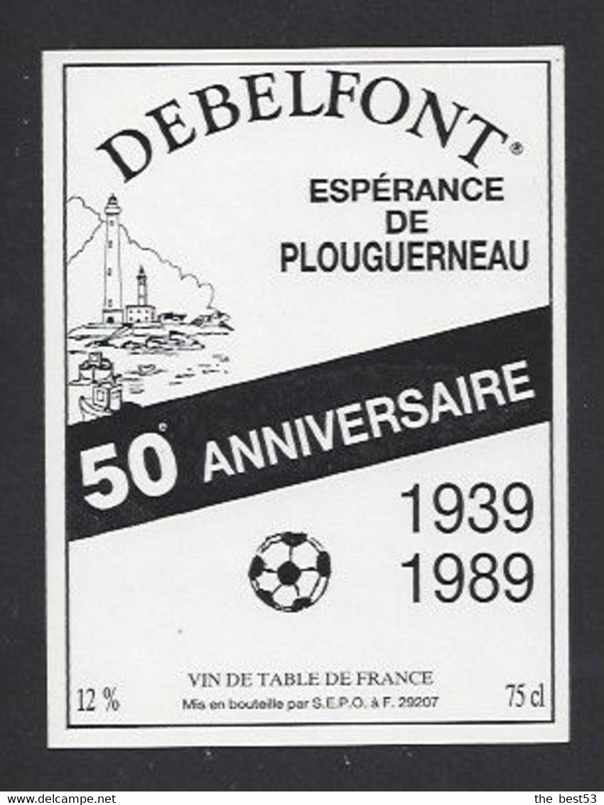 Etiquette De Vin De Table - Espérance De Plouguerneau  (29) - 1939/1989  -  Thème Foot - Fútbol