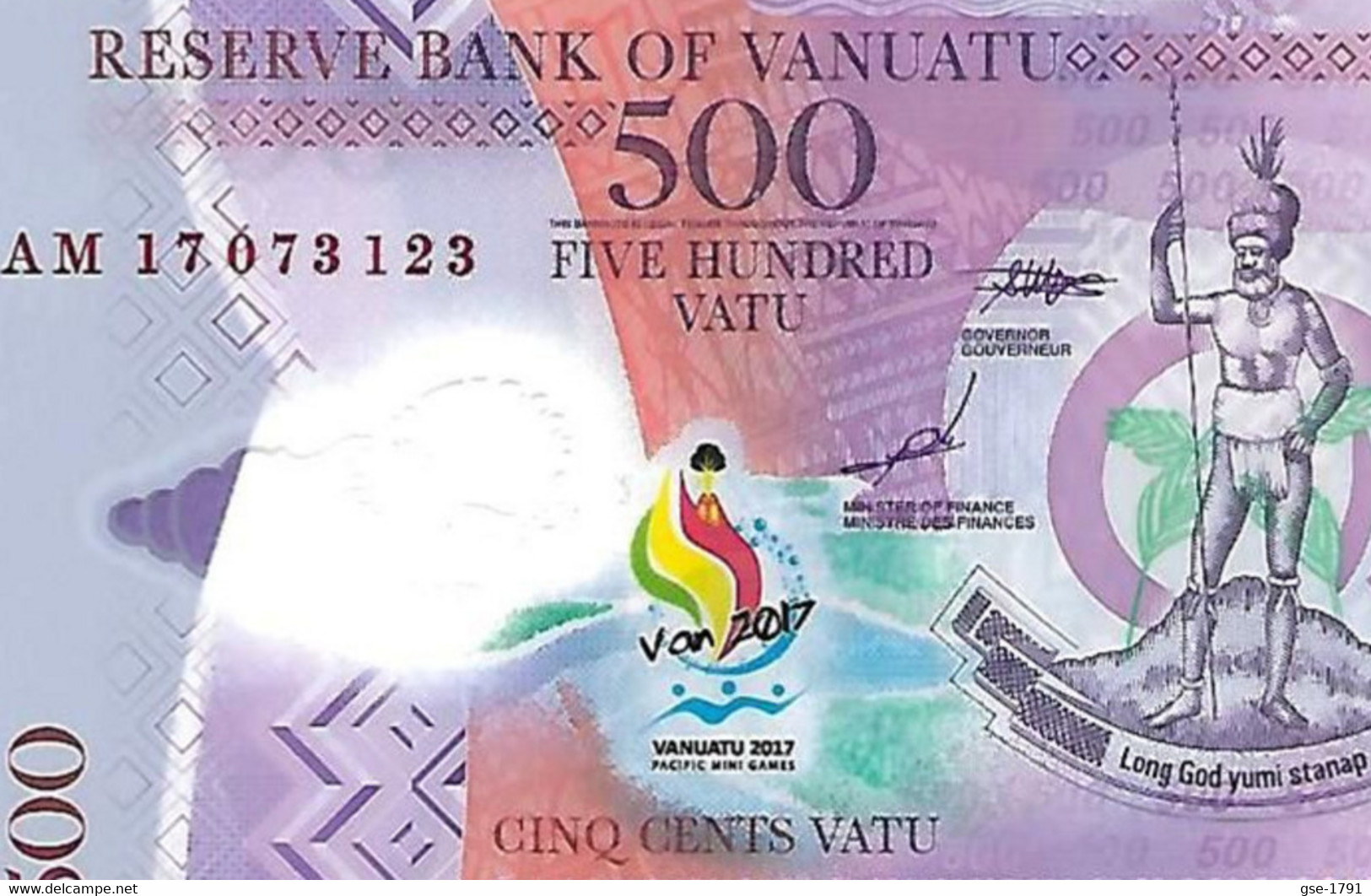 VANUATU FLAMME Mini Jeux Du Pacifique 500 VATU 2017 Polymère NEUF - Vanuatu