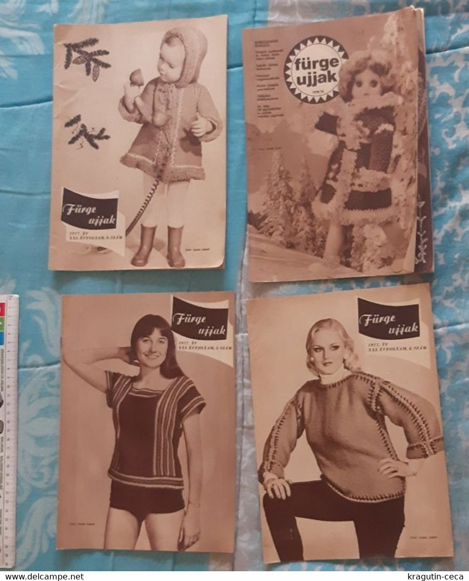 1977 Fürge Ujjak HUNGARY VINTAGE WOMAN FASHION Handicrafts Crochet LOT MAGAZINE NEWSPAPERS CHILDREN KNITTING WOOLWORK - Moda