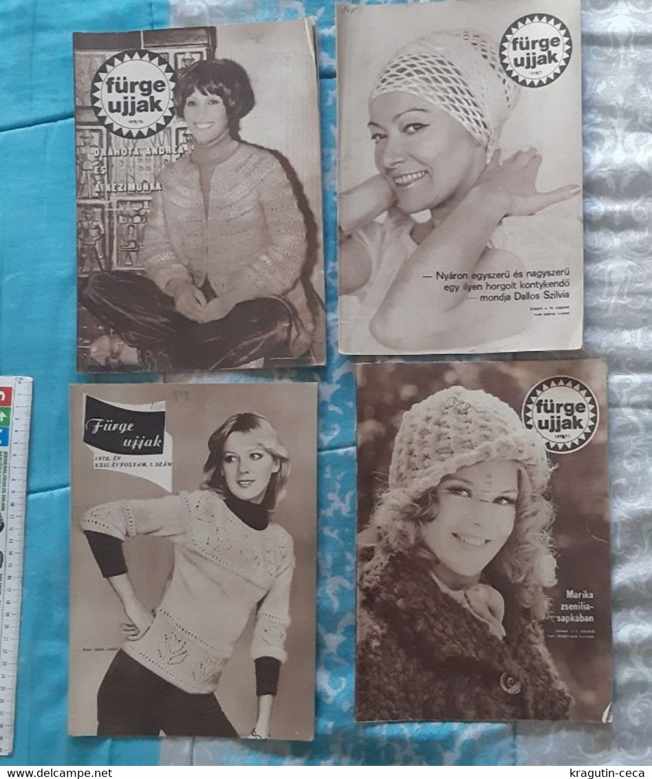 1978 Fürge Ujjak HUNGARY VINTAGE WOMAN FASHION Handicrafts Crochet LOT MAGAZINE NEWSPAPERS KNIT WOOLWORK Andrea Drahota - Moda