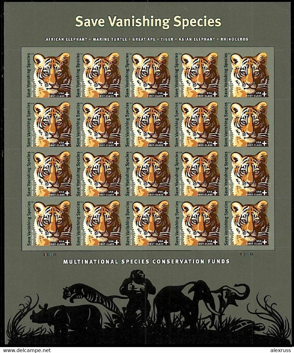 US 2011 Semi-Postal Stamps 0.75c, Scott # B4, Amur Tiger Cub, Sheet Of 20, VF MNH** - Ganze Bögen