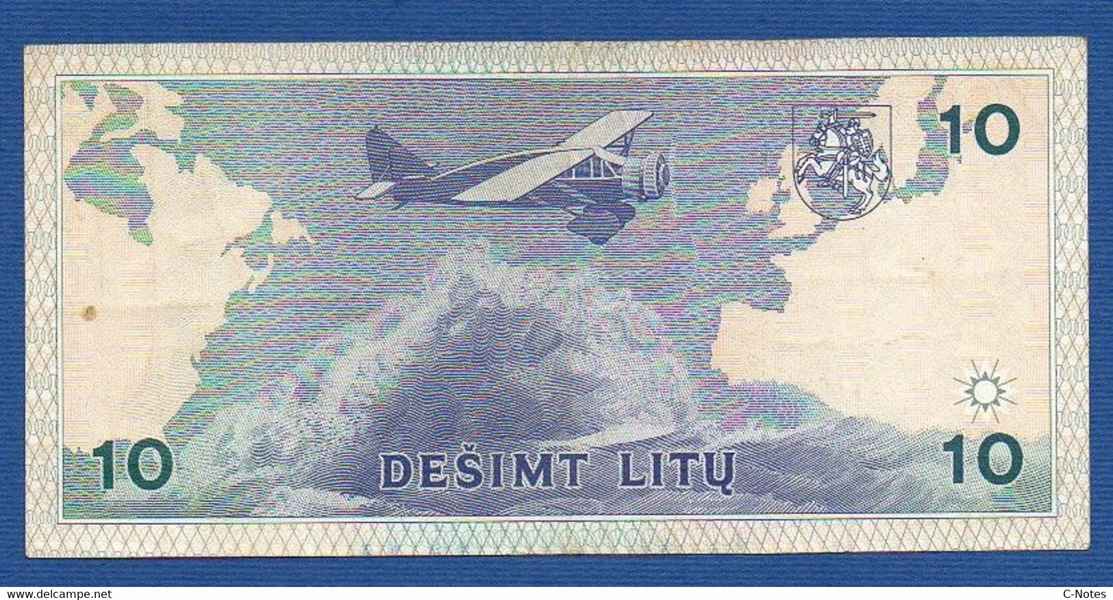 LITHUANIA - P.56 – 10 Litų1993 Circulated AVF, Serie N. KAB 4578891 - Lituania