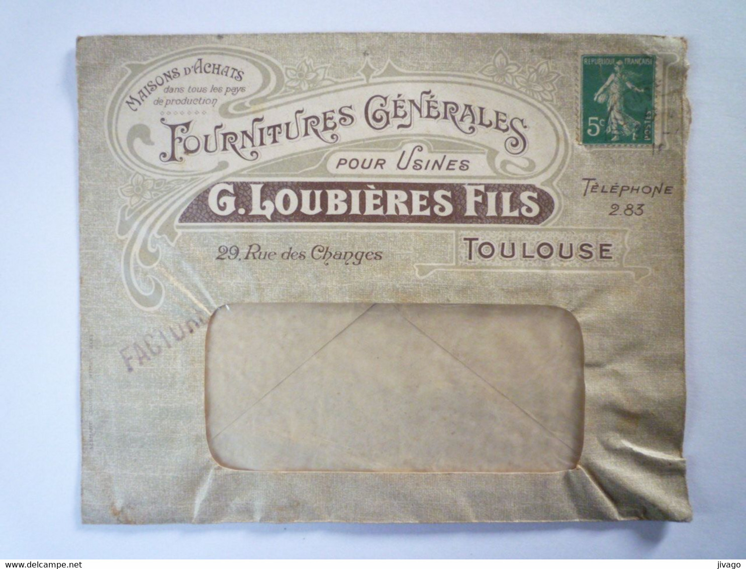 2022 - 1612  Enveloppe Illustrée  " G. LOUBIERES Fils  -  Toulouse "  1916   XXX - Non Classés