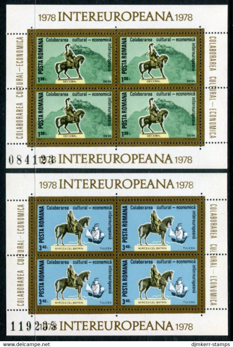 ROMANIA 1978  INTEREUROPA: Monuments Blocks MNH / **.  Michel Blocks 151-52 - Unused Stamps