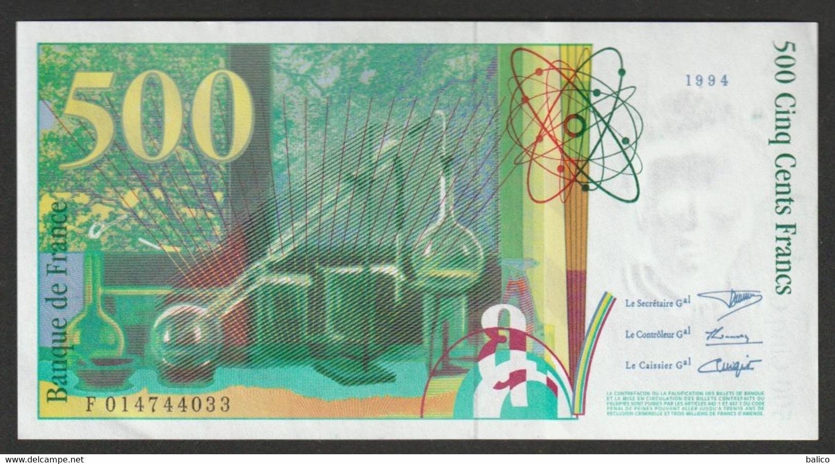 500 Francs - Pierre Et Marie Curie - 1994  - F 014744033  - NEUF, Pas De TROU Et Pas De Plis - TTB - 500 F 1994-2000 ''Pierre Et Marie Curie''