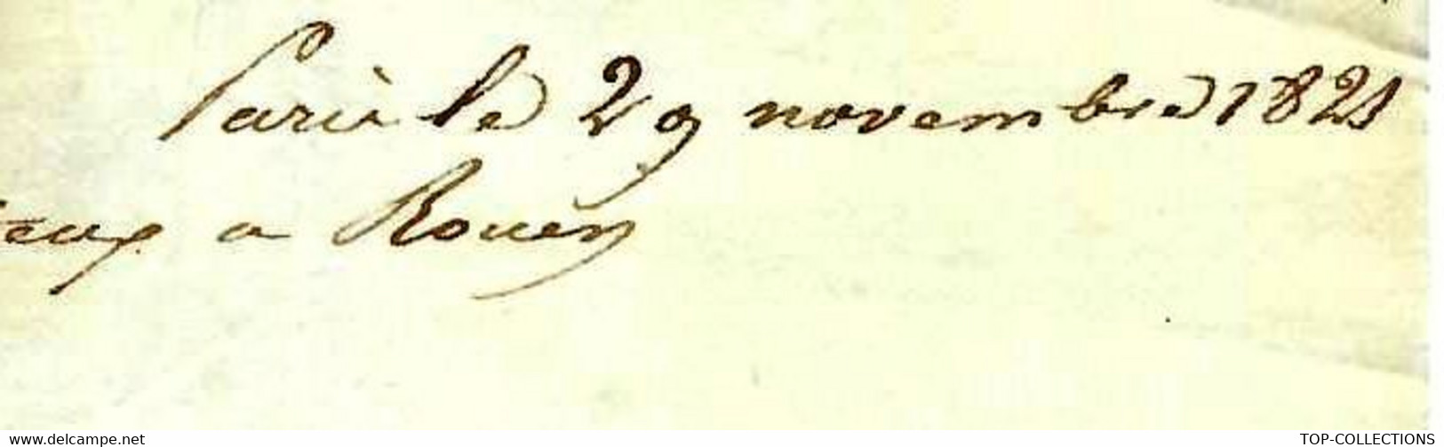 1821 LETTRE Bérard & Grimpel PARIS BANQUE FINANCE PIASTRES ESPAGNOLES Vve Barthélémy Lecoulteux Rouen B.E.V.HISTORIQUE - Historische Documenten