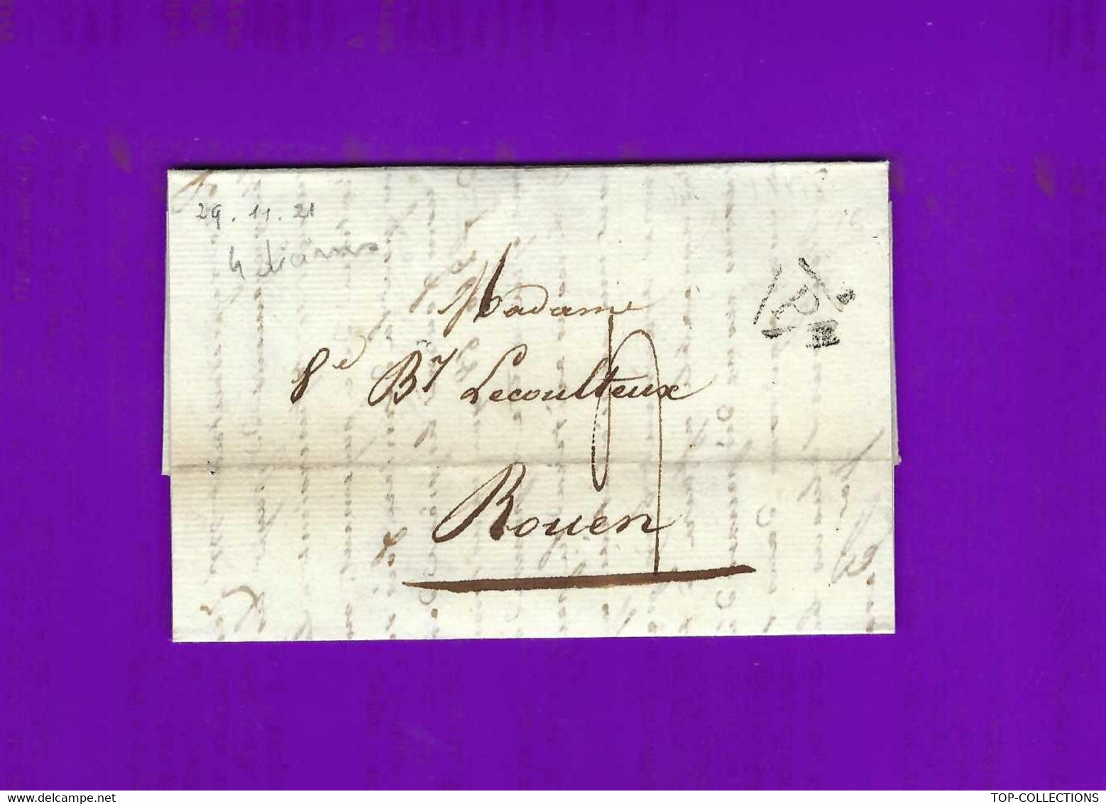 1821 LETTRE Bérard & Grimpel PARIS BANQUE FINANCE PIASTRES ESPAGNOLES Vve Barthélémy Lecoulteux Rouen B.E.V.HISTORIQUE - Documents Historiques