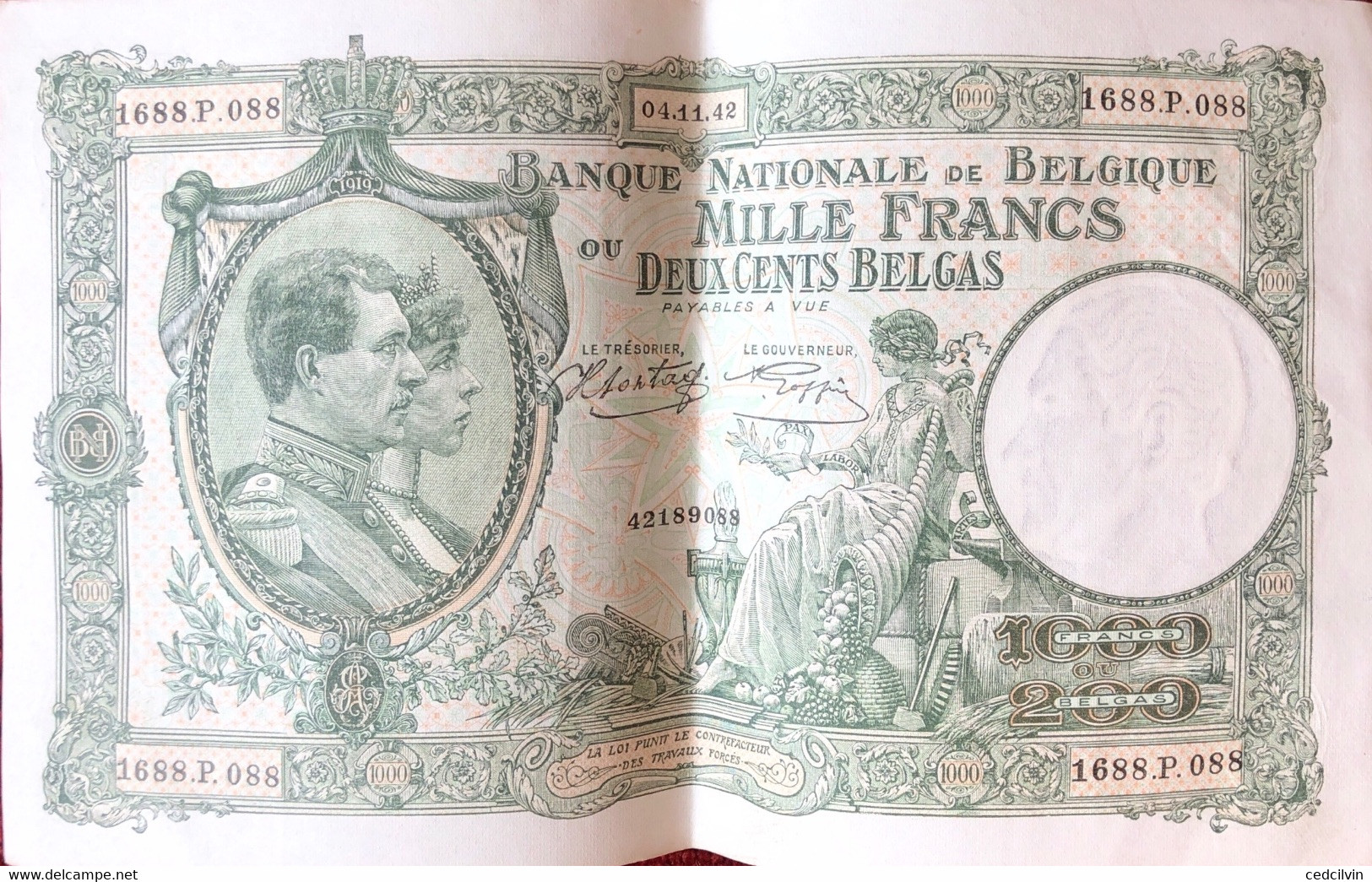 BILLET DE MILLE FRANCS OU 200 BELGAS - 1000 Frank & 1000 Frank-200 Belgas