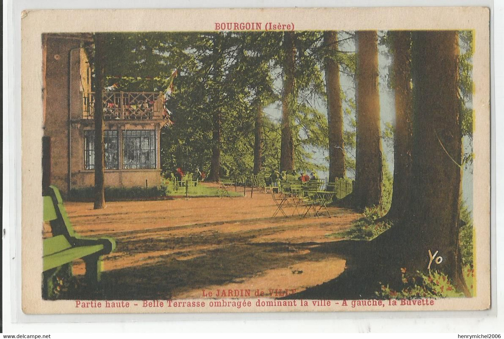 38 Isère Bourgoin Jardin Ville Partie Haute Belle Terrasse La Buvette Cachet 1944 - Bourgoin