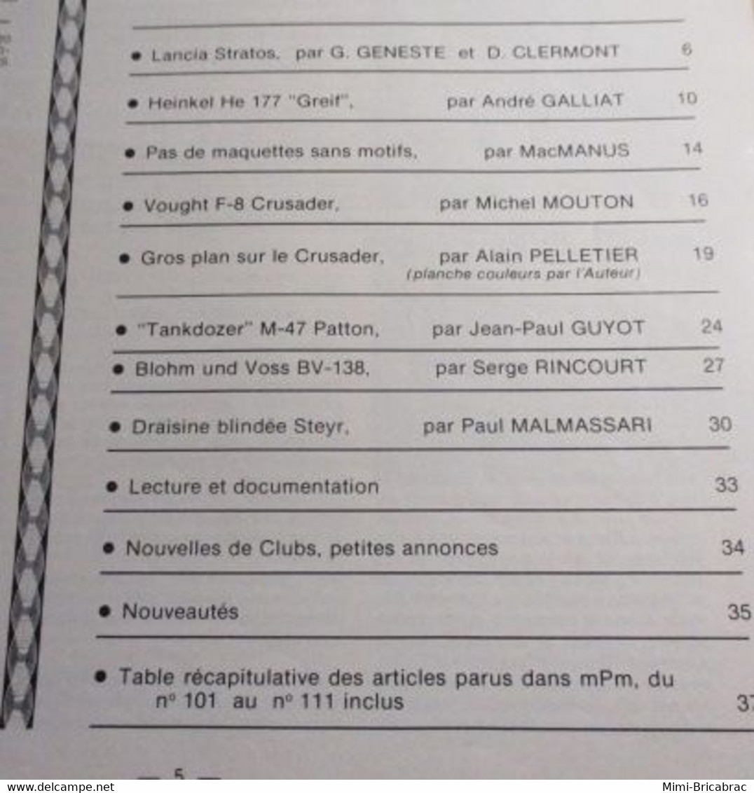 22-A 1e Revue De Maquettisme Plastique Années 60/70 : MPM N°112 Très Bon état ! Sommaire En Photo 2 Ou 3 - Frankrijk