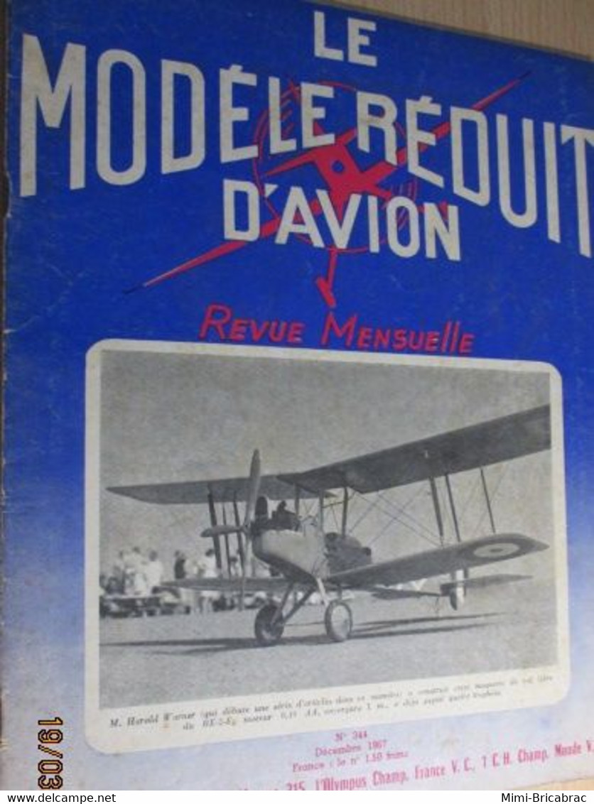 22-A 1e Revue De Maquettisme Années 50/60 : LE MODELE REDUIT D'AVION Avec Plan Inclus N°344 De 1967 - Aviones & Helicópteros