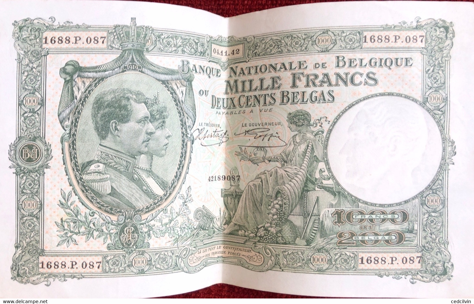 BILLET DE MILLE FRANCS OU 200 BELGAS - 1000 Franchi & 1000 Franchi-200 Belgas