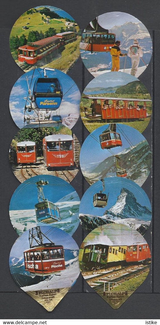 Switzerland, Coffee Cream Labels, Ski Lift, Mountain Railway,...,Lot Of 30. - Milk Tops (Milk Lids)