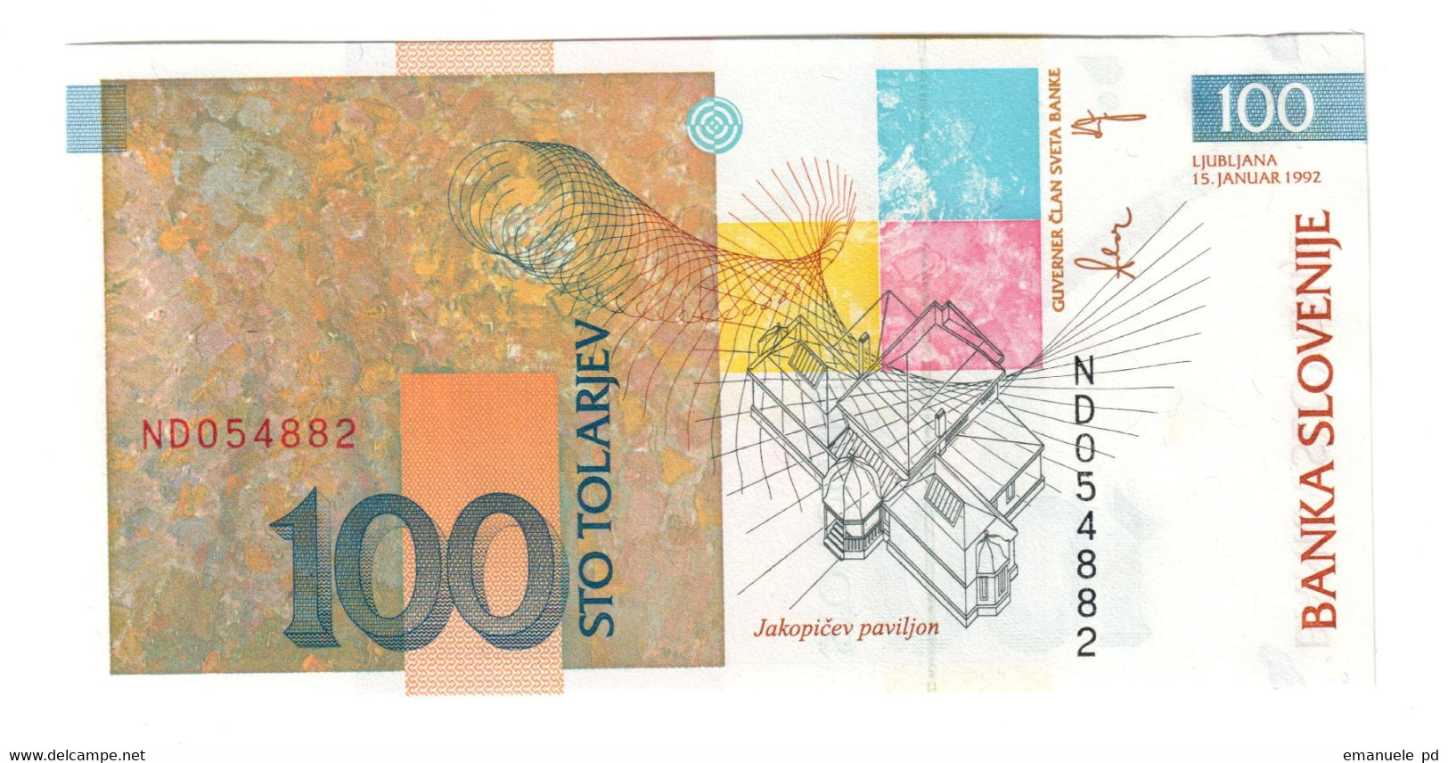 SLOVENIA	100	TOLARIEV	15/01/92	P14	UNC			.CV. - Slovenië