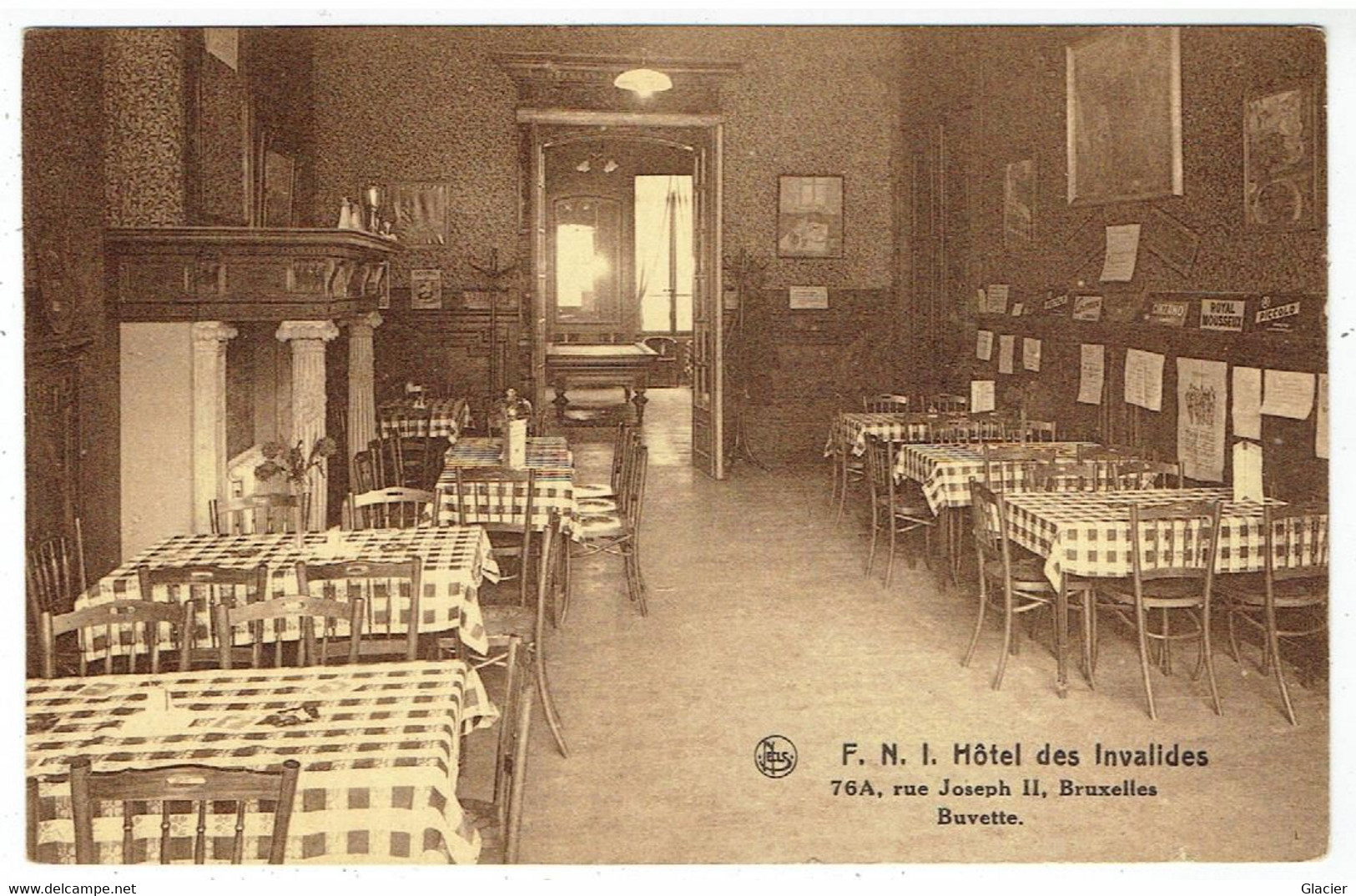 BRUXELES - F.N.I. Hôtel Des Invalides - 76 A Rue Joseph II - Buvette - Cafés, Hôtels, Restaurants