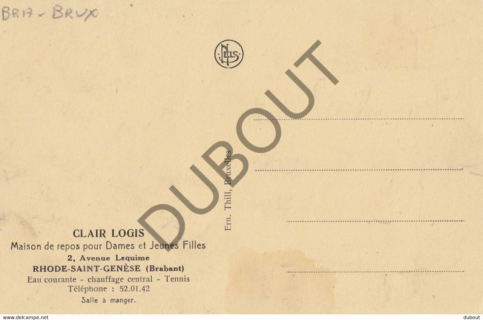 Postkaart/Carte Postale - SINT GENESIUS RODE - Clair Logis (C1868) - Rhode-St-Genèse - St-Genesius-Rode