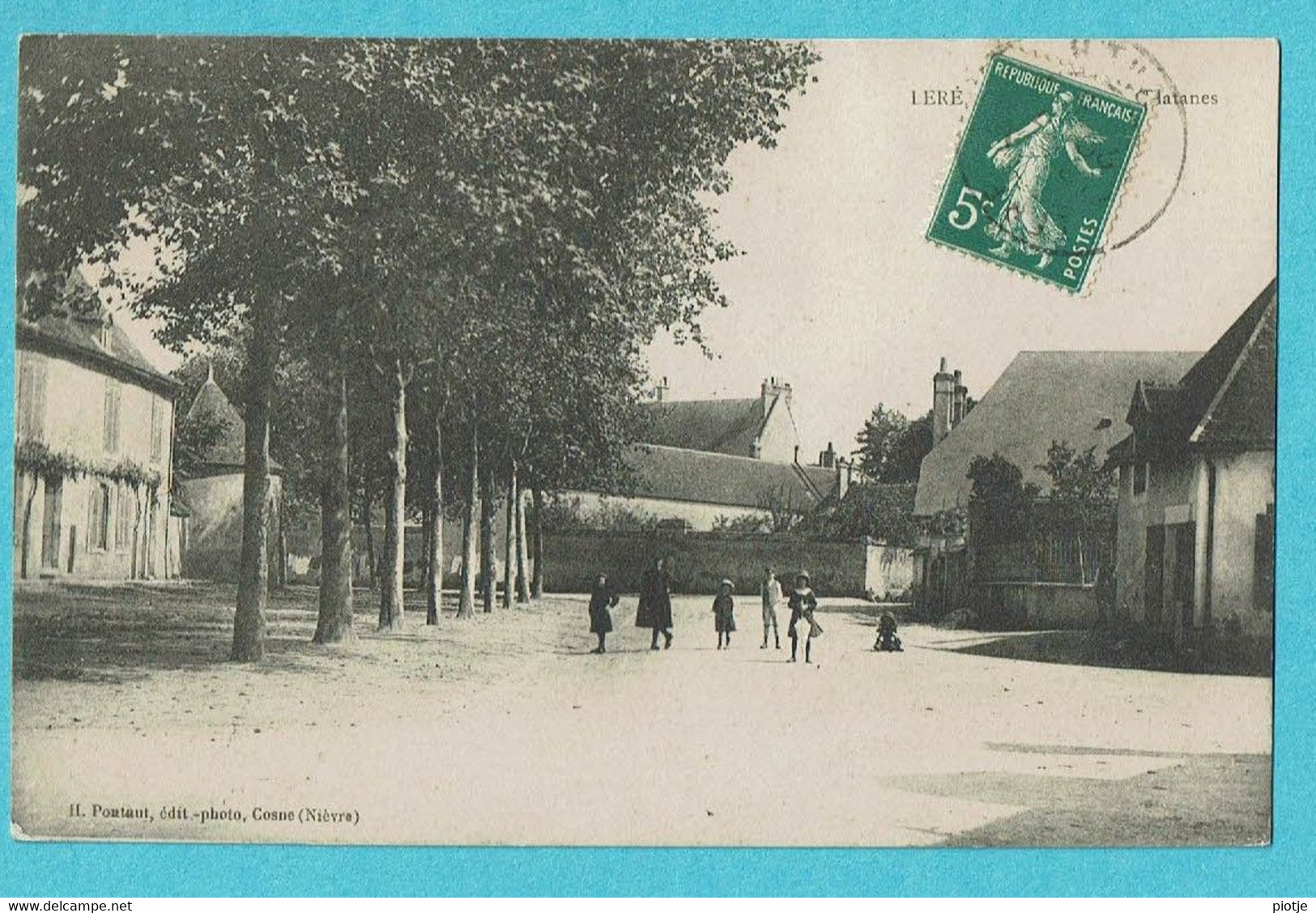 * Lere (Dép 18 - Cher - France) * (H. Pontaut, édit Photo Cosne) Les Platanes, Timbre, Animée, Unique, Old, Rare - Lere