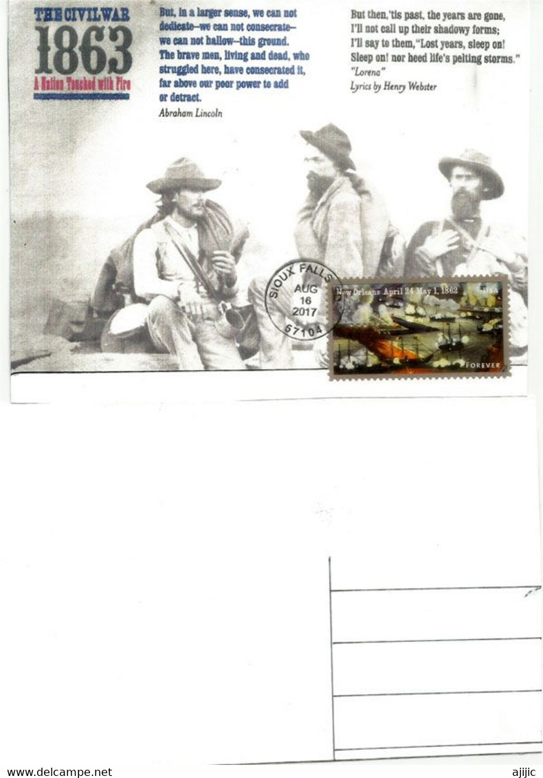 Battle Of New-Orleans | American Civil War [1862]  Maxi-card Sioux Falls South-Dakota, Front/back Photos - Cartes-Maximum (CM)