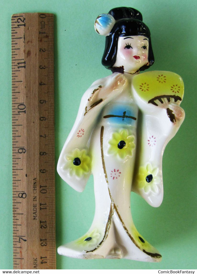 Vintage Figurine Asian Woman Geisha 5.5 X 13 Cm - Very Rare. Collectible - People