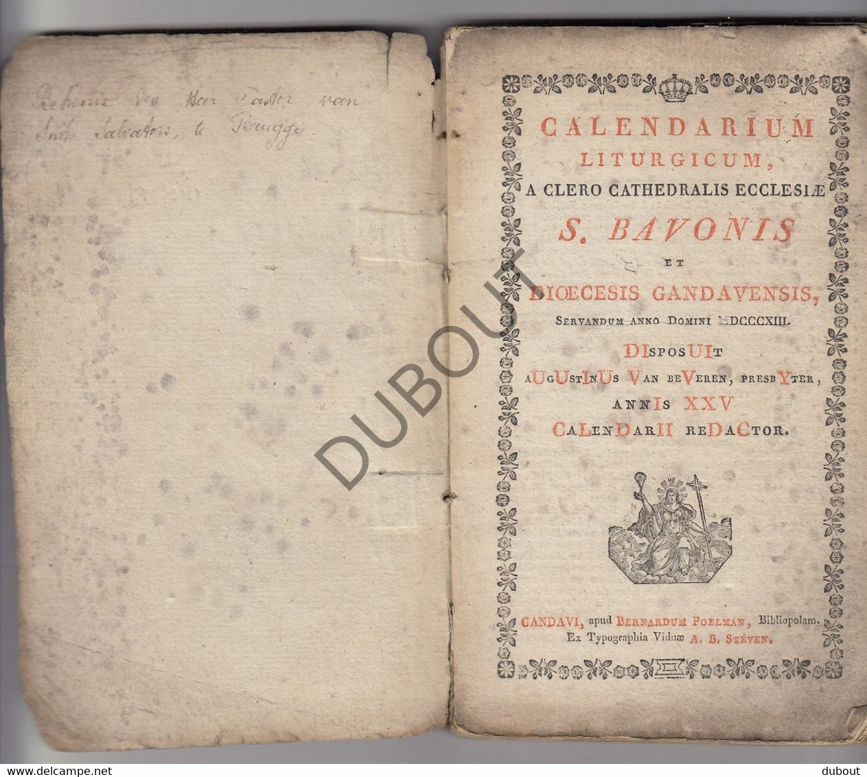 Brugge/GENT - Calendarium St. Bavo Kathedraal - 1813  (W132) - Oud