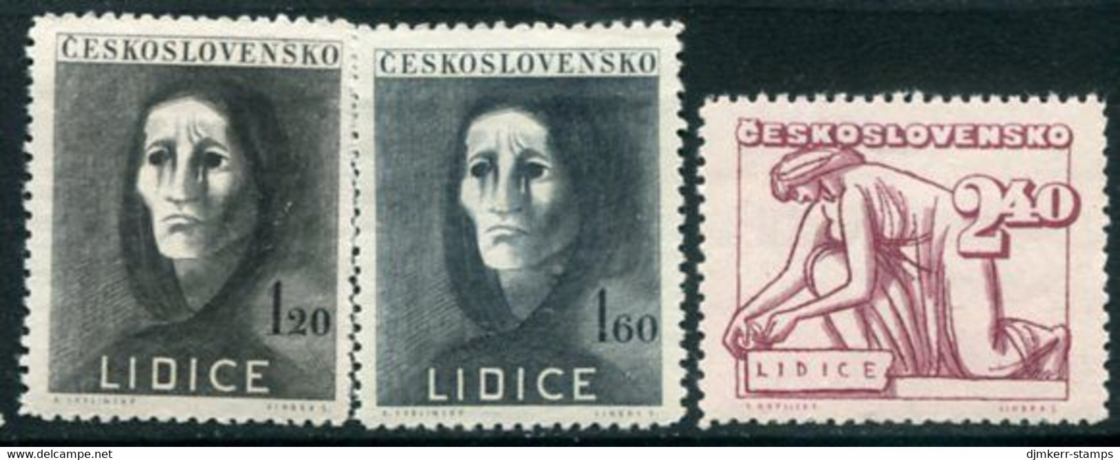 CZECHOSLOVAKIA 1947 Destruction Of Lidice MNH / **.  Michel 518-20 - Unused Stamps