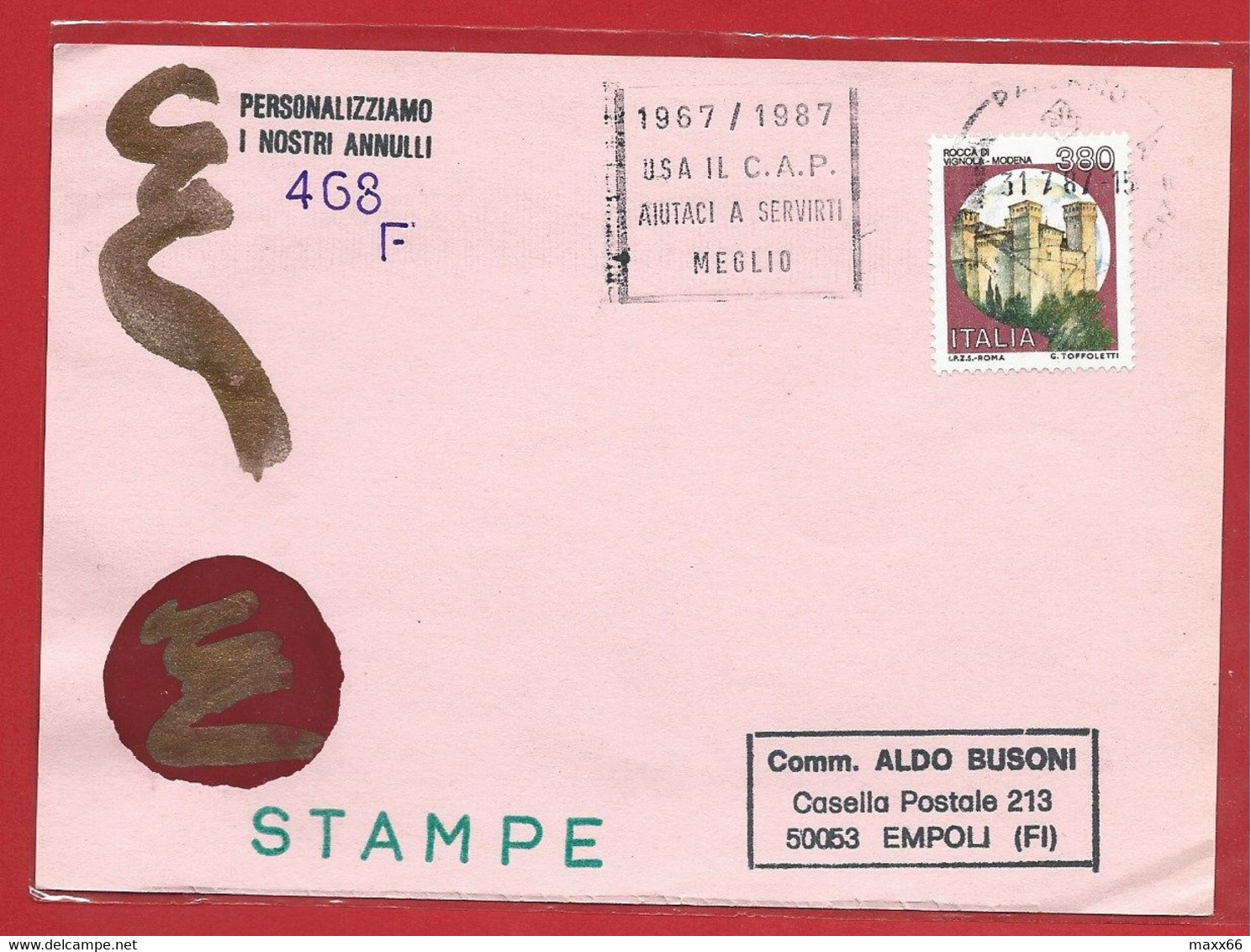 CARTOLINA VG ALDO BUSONI 468F - 1987 PALERMO - Usa Il CAP Aiutaci A Servirti Meglio - ANNULLO DEDICATO - Code Postal