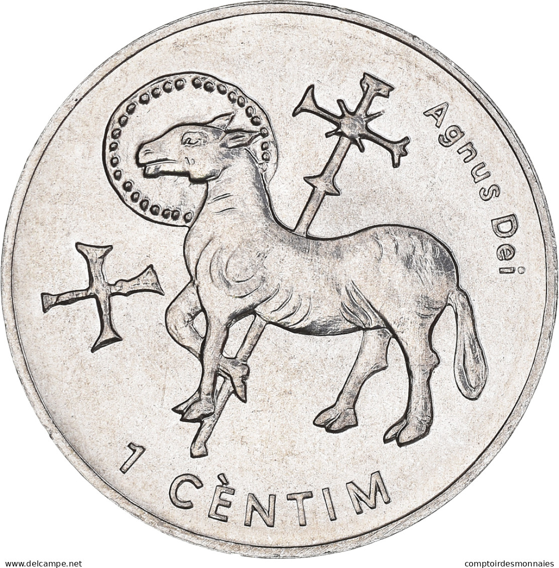 Monnaie, Andorre, Centim, 2002, Agnus Dei, SPL+, Aluminium, KM:178 - Andorre