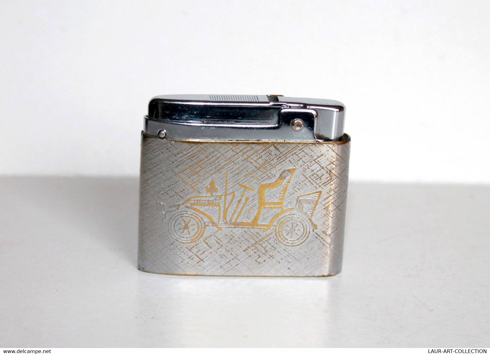 BRIQUET - SILVER MATCH PATENT COMPOUND DECOR ANCIENNE VOITURE AUTOMOBILE LIGHTER              (3011.14) - Autres & Non Classés