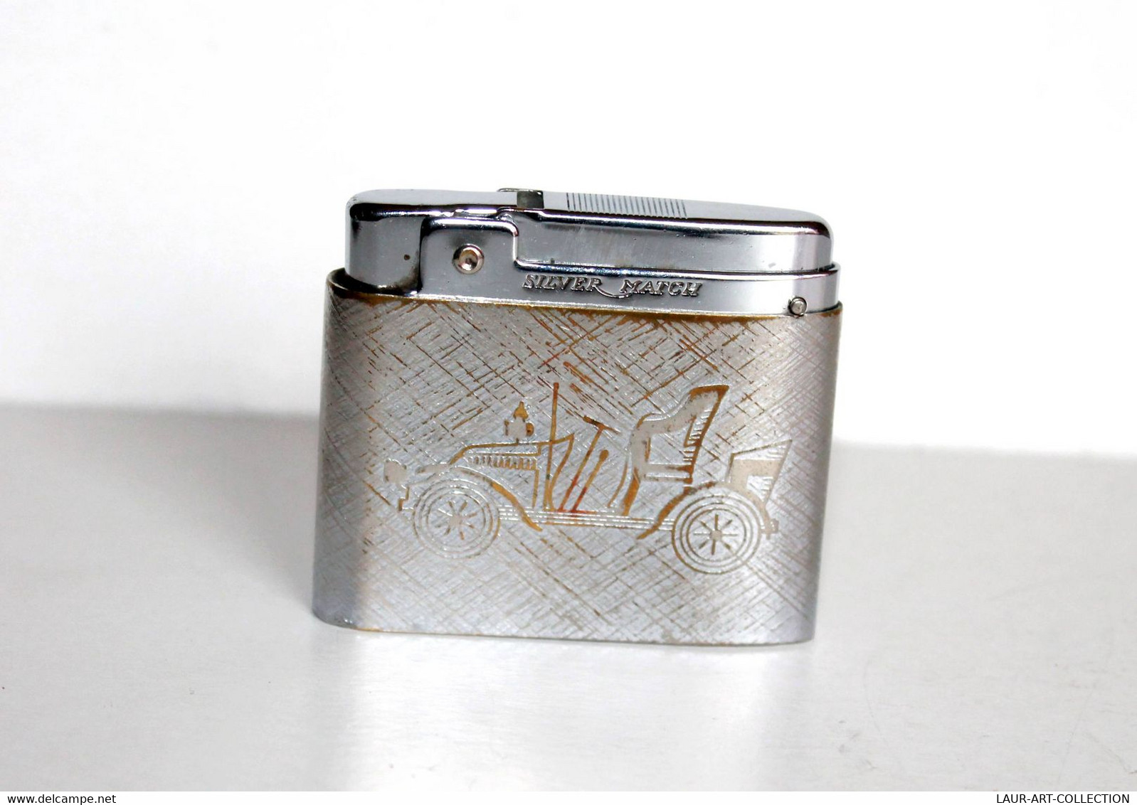 BRIQUET - SILVER MATCH PATENT COMPOUND DECOR ANCIENNE VOITURE AUTOMOBILE LIGHTER              (3011.14) - Autres & Non Classés