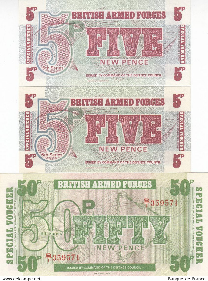 GRANDE BRETAGNE - ANGLETERRE - ENGLAND 3 Billets 5 Et 50 Pounds P.M044a - P.M046a NEUFS - British Armed Forces & Special Vouchers