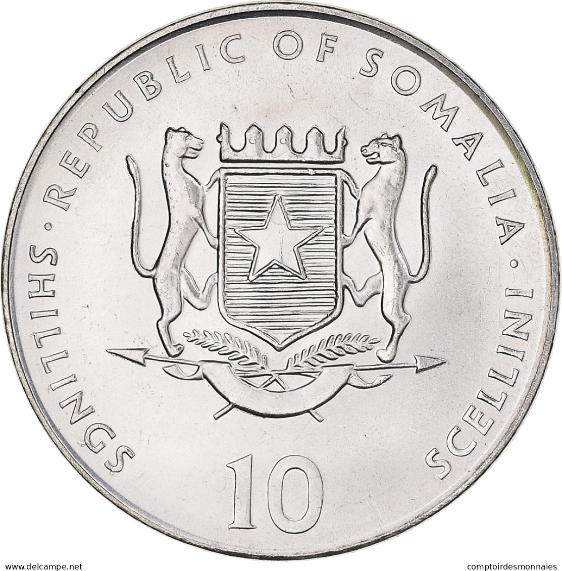 Monnaie, Somalie, 10 Shillings / Scellini, 2000, SPL, Nickel Clad Steel, KM:98 - Somalia