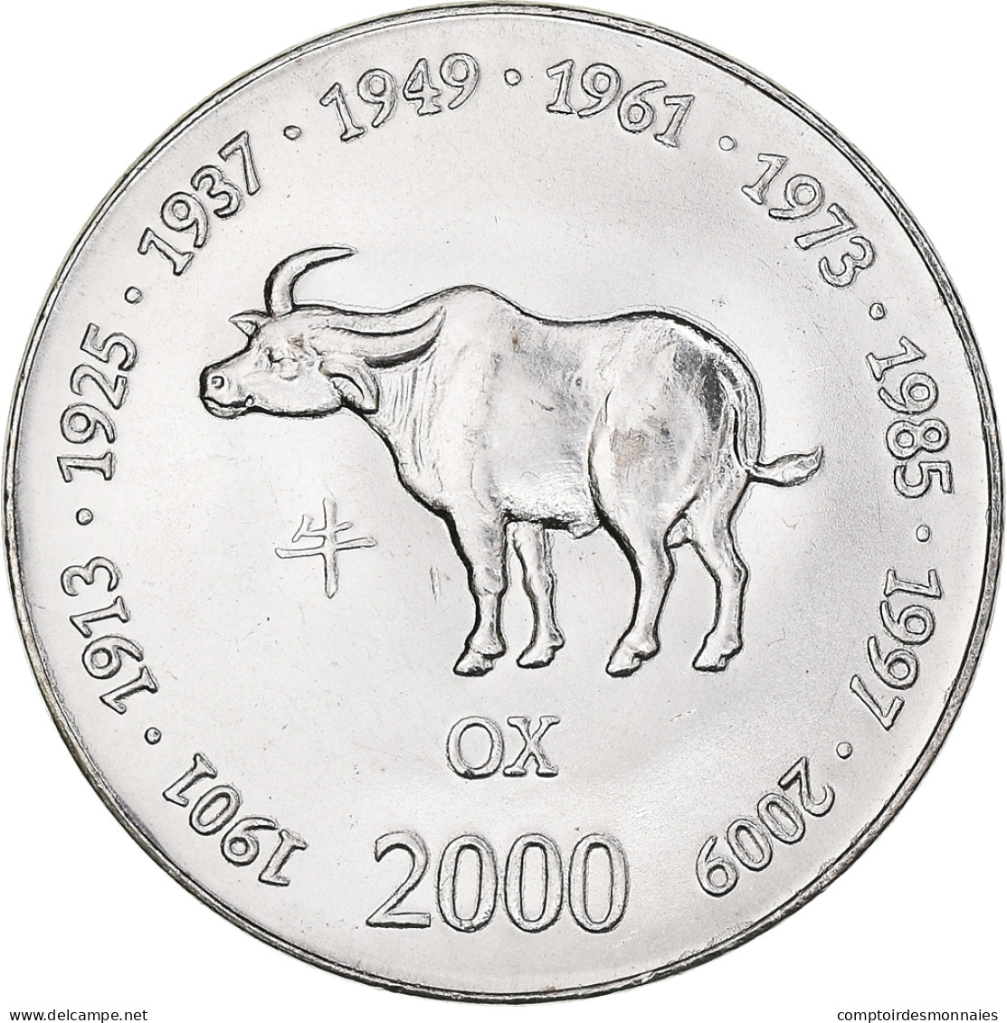 Monnaie, Somalie, 10 Shillings / Scellini, 2000, SPL, Nickel Clad Steel, KM:91 - Somalie