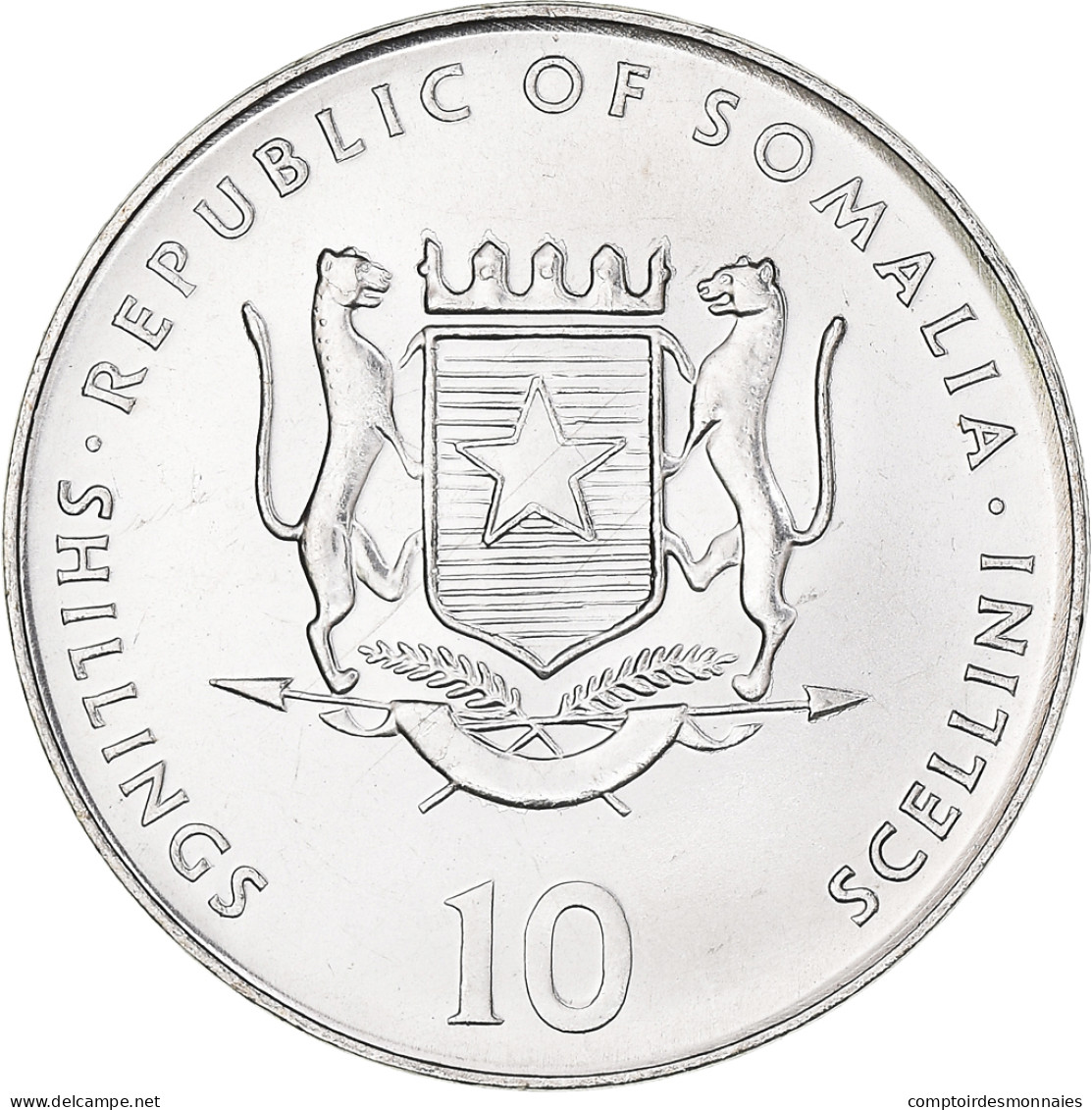 Monnaie, Somalie, 10 Shillings / Scellini, 2000, SPL, Nickel Clad Steel, KM:91 - Somalia