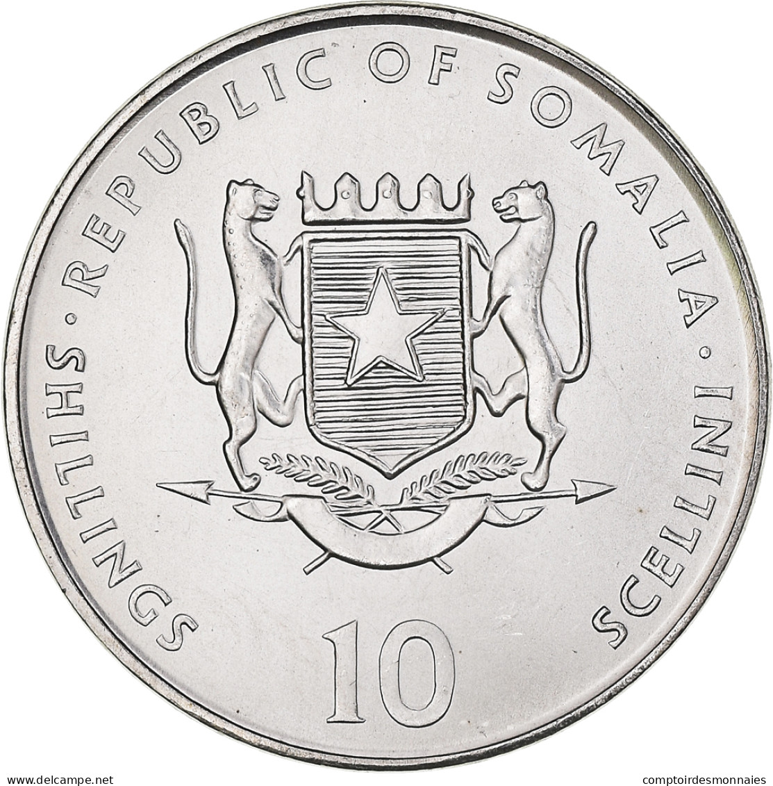 Monnaie, Somalie, 10 Shillings / Scellini, 2000, SPL, Nickel Clad Steel, KM:93 - Somalia