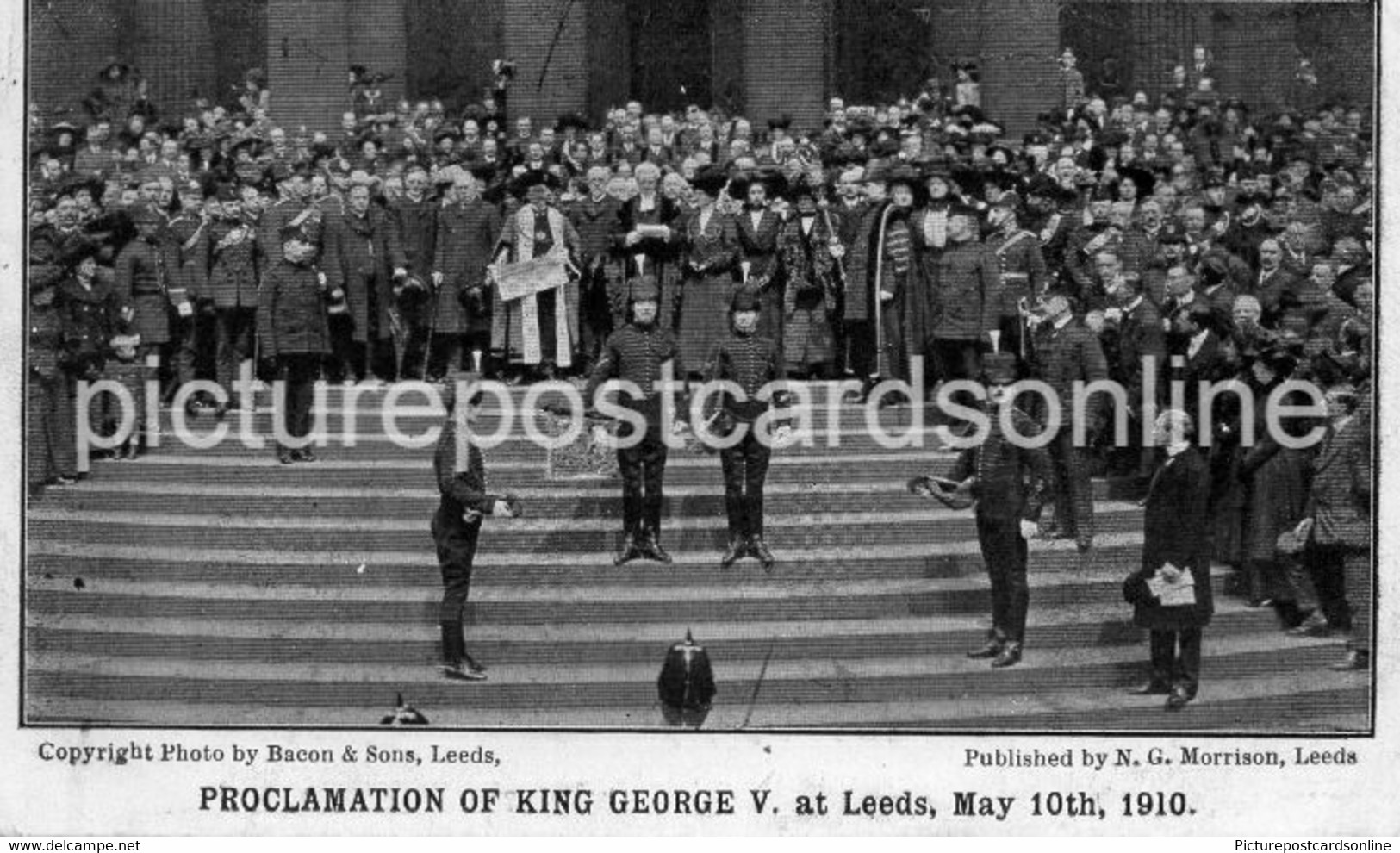 PROCLAMATION OF KING GEORGE V AT LEEDS 1910 OLD B/W POSTCARD YORKSHIRE - Leeds
