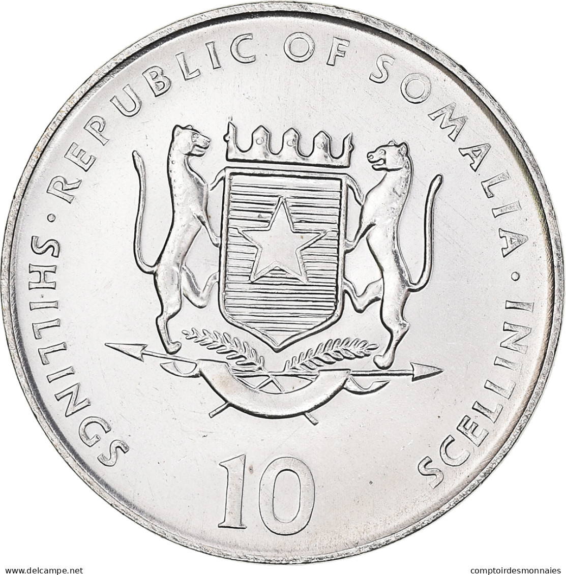 Monnaie, Somalie, 10 Shillings / Scellini, 2000, SPL, Nickel Clad Steel, KM:99 - Somalië
