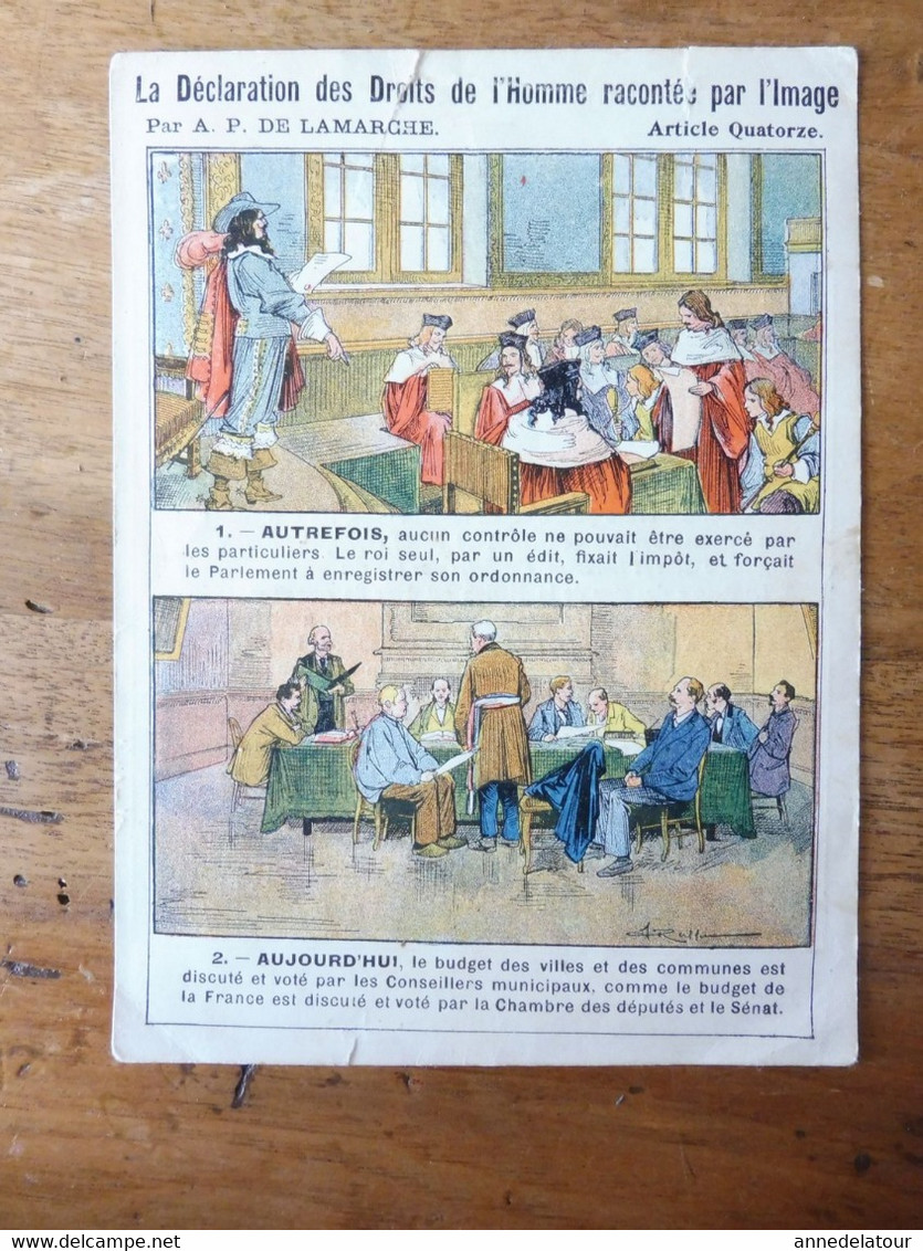 Déclaration Des DROITS DE L'HOMME  Par L'image ,par A. P. De La Marche (contre BONS POINTS Dans Les écoles En 1909 ) - Verzamelingen