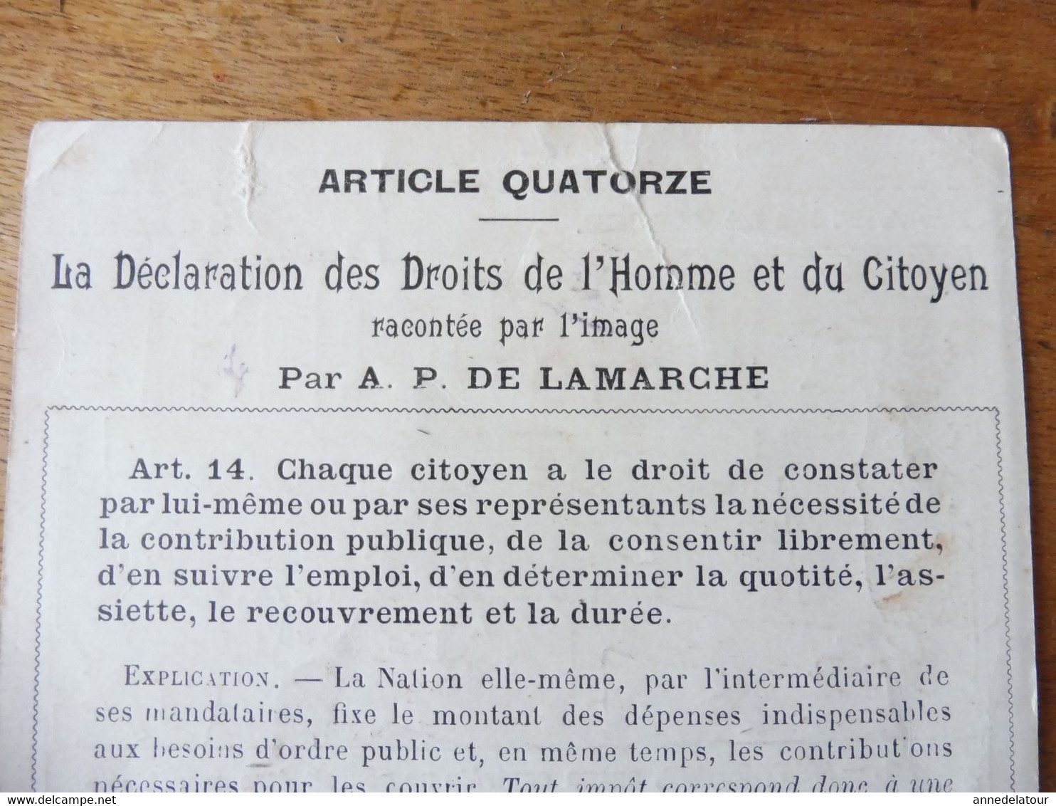 Déclaration des DROITS DE L'HOMME  par l'image ,par A. P. De la Marche (contre BONS POINTS dans les écoles en 1909 )