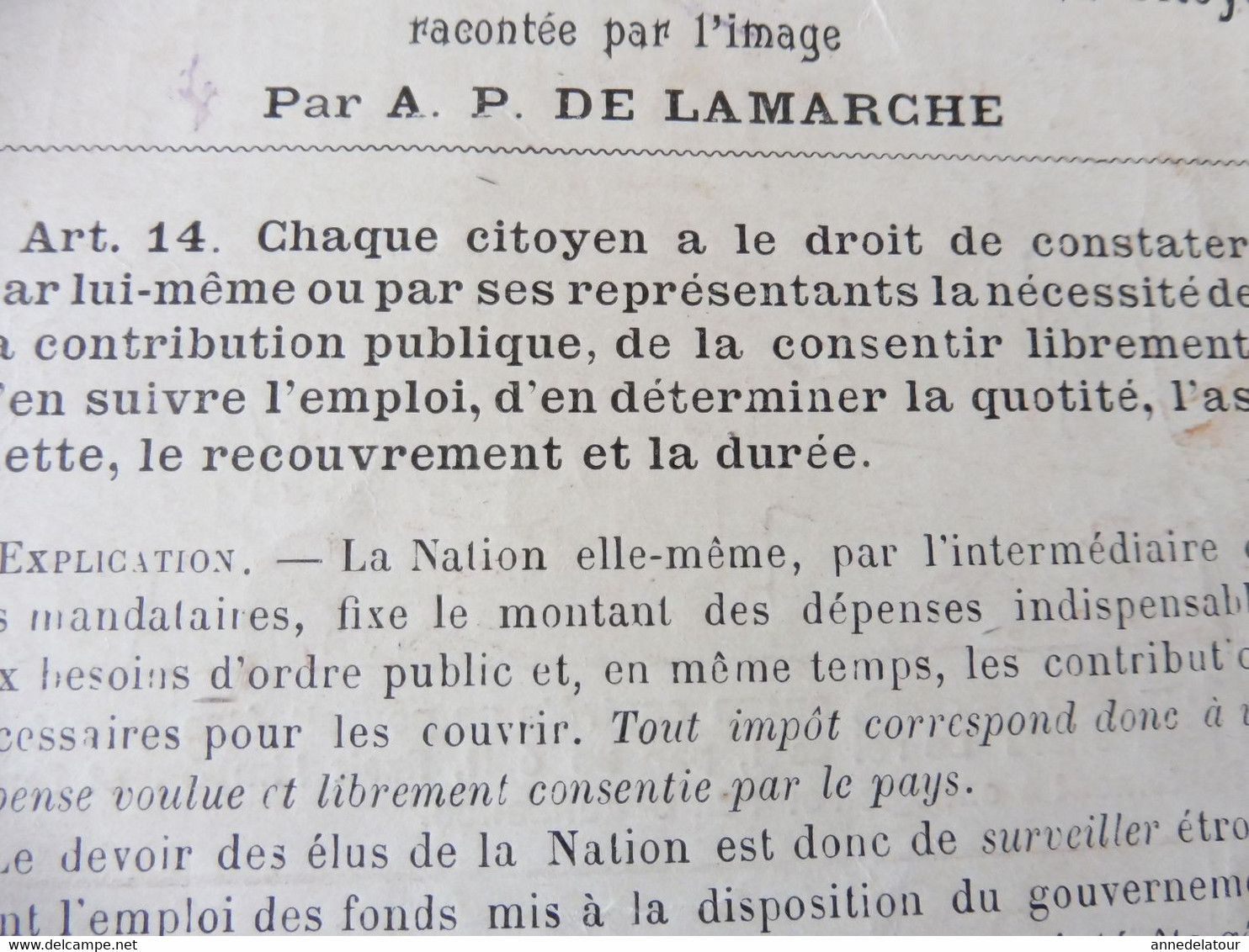 Déclaration des DROITS DE L'HOMME  par l'image ,par A. P. De la Marche (contre BONS POINTS dans les écoles en 1909 )