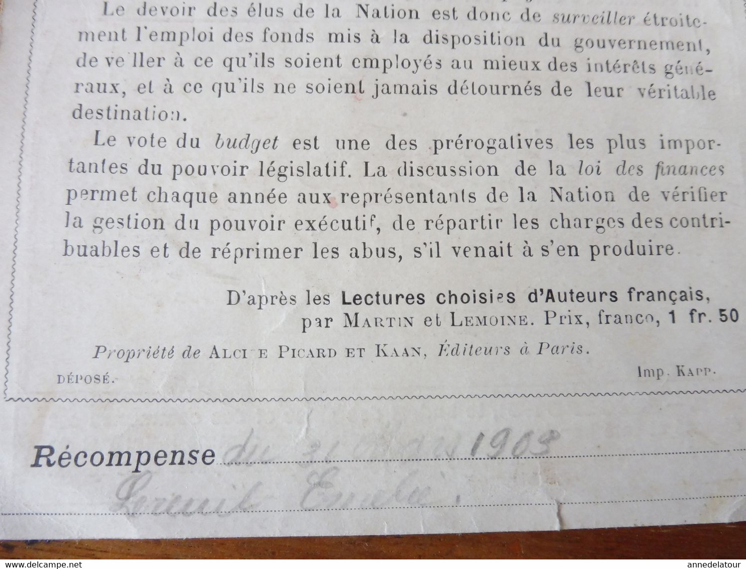 Déclaration des DROITS DE L'HOMME  par l'image ,par A. P. De la Marche (contre BONS POINTS dans les écoles en 1909 )