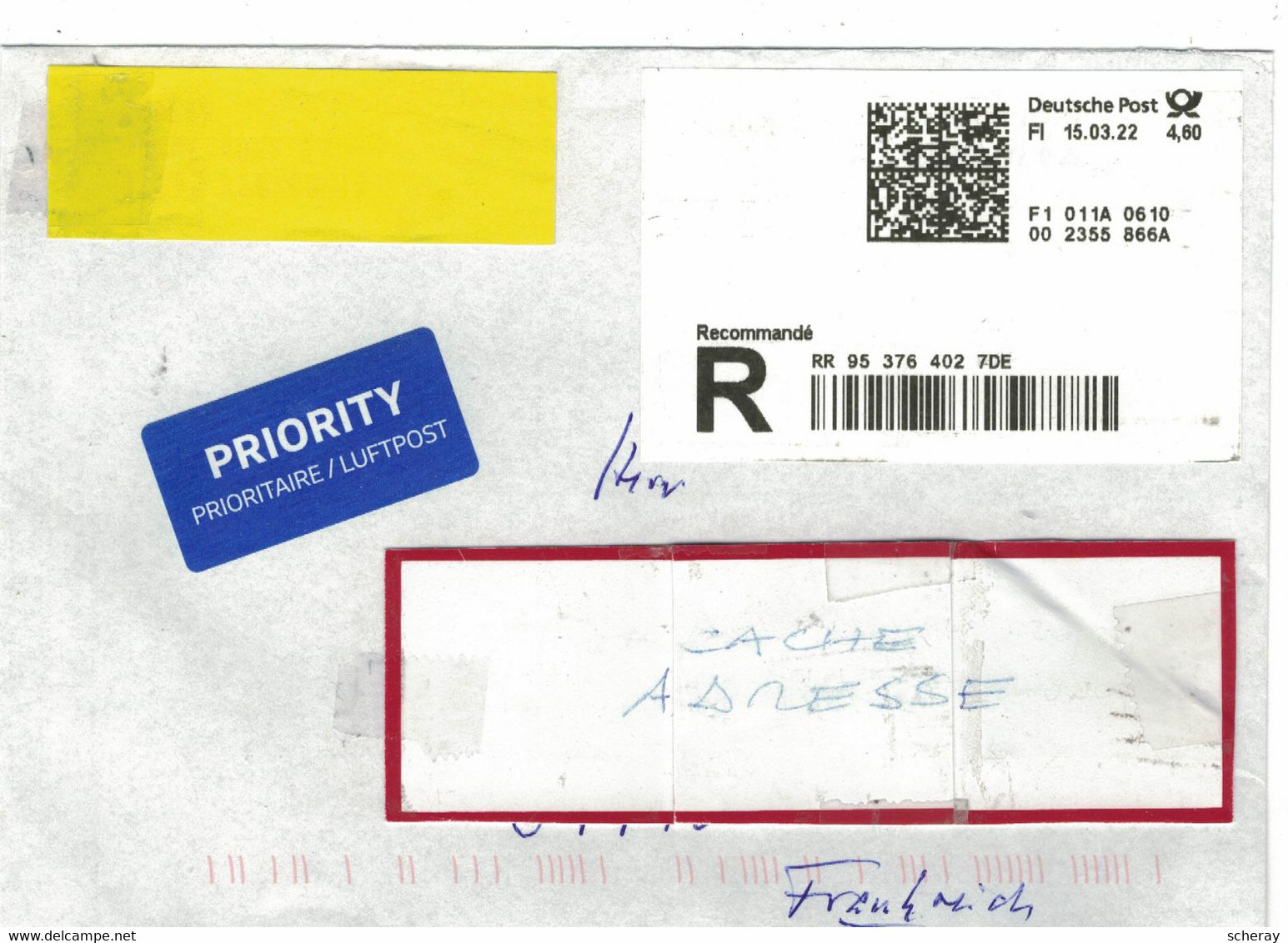 RFA LOT 070 LETTRE RECOMMANDEE  DEUTSCHE POST - R- & V- Labels