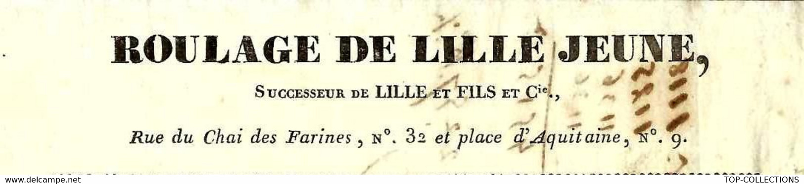 1831 LETTRE DE VOITURE ROULAGE TRANSPORT FLUVIAL Par Bateau   De Bordeaux « Lille Jeune » En Provenance D’Orléans - Italien