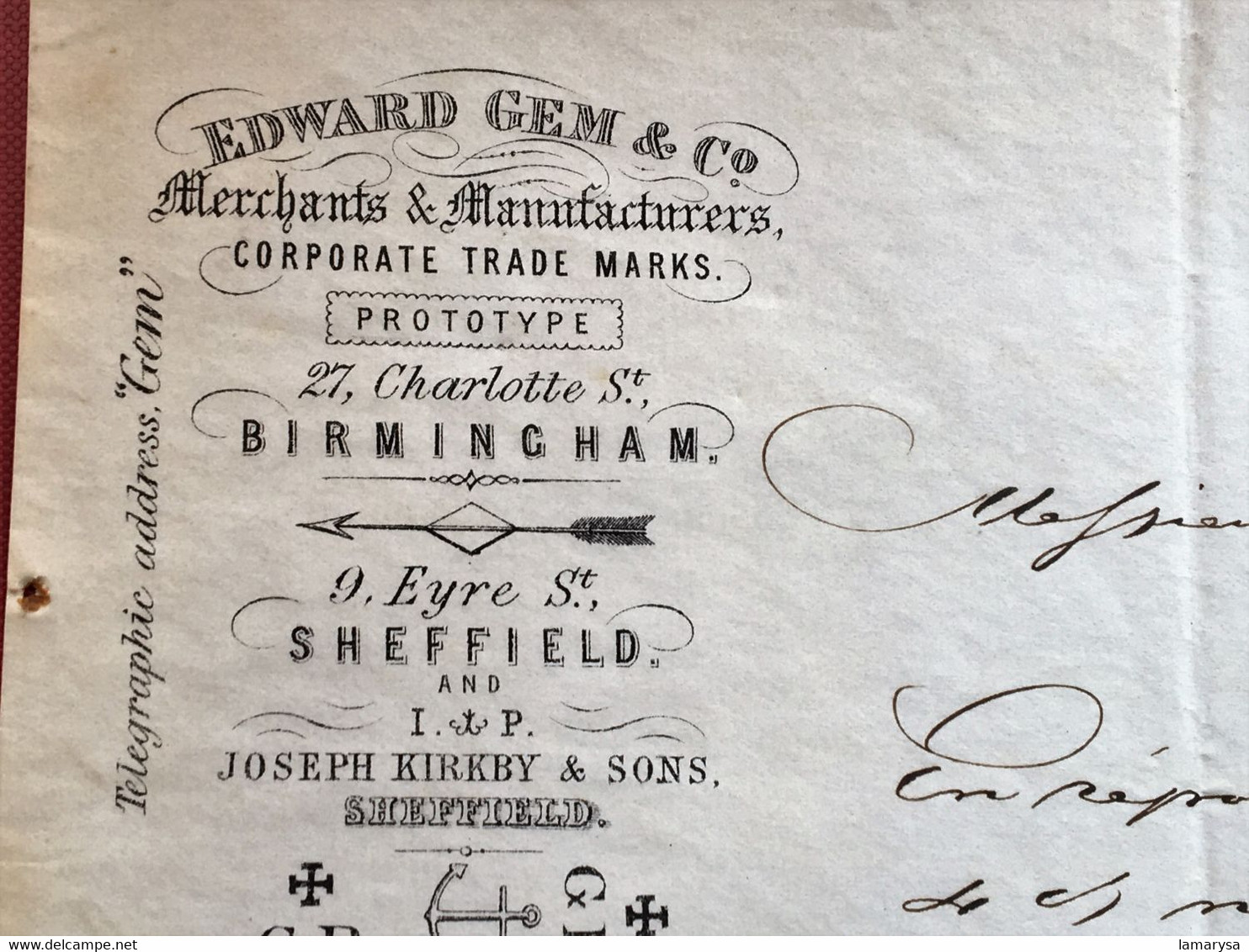 Rarely 1884-☛Invoice Commercial Document Illustrated Birmingham United Kingdom England-Sheifield-Merchants Manufacterers - Royaume-Uni