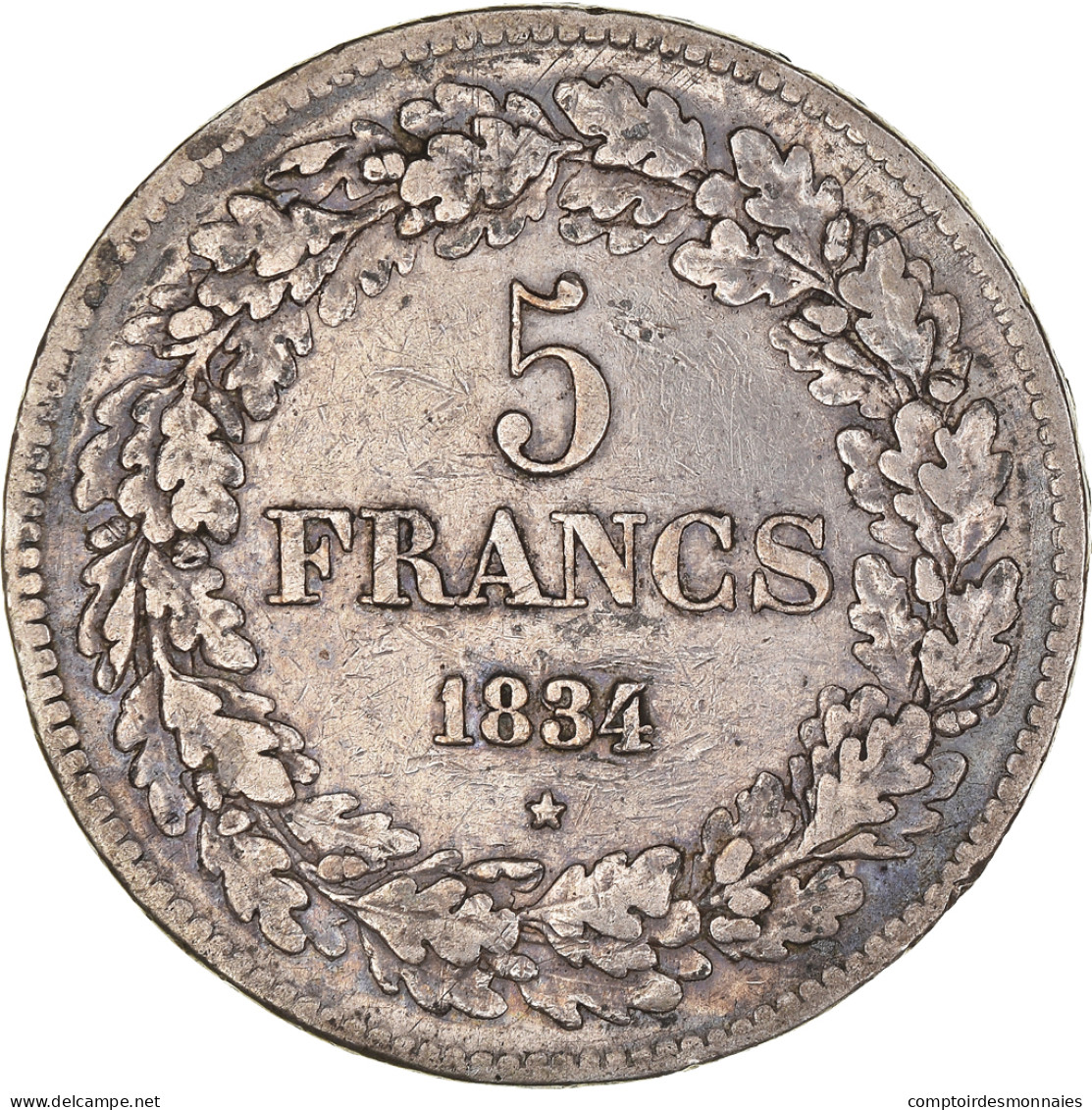 Monnaie, Belgique, Leopold I, 5 Francs, 5 Frank, 1834, Tranche B, TB+, Argent - 5 Frank