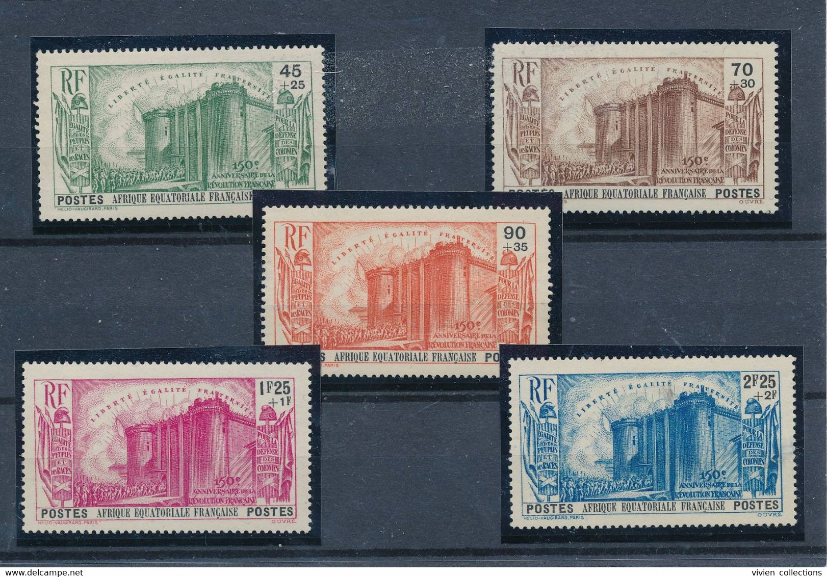 France Colonies Françaises AEF Afrique Equatoriale Française N° 72 à 76 N* 150e Anniversaire De La Révolution Française - Used Stamps