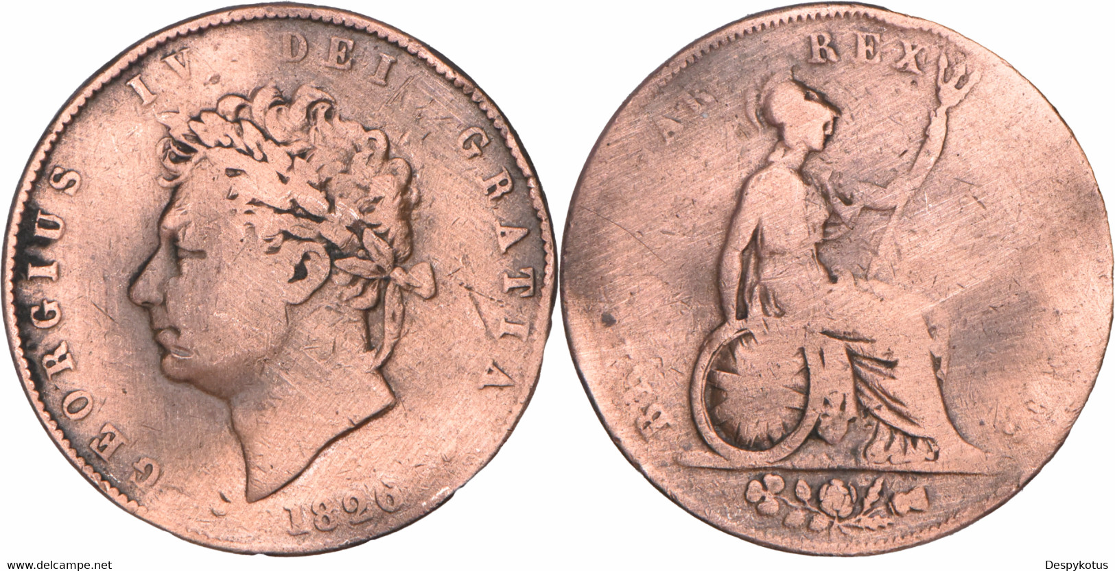 Grande-Bretagne - 1826 - One Penny - Georgius IV - 02-031 - D. 1 Penny