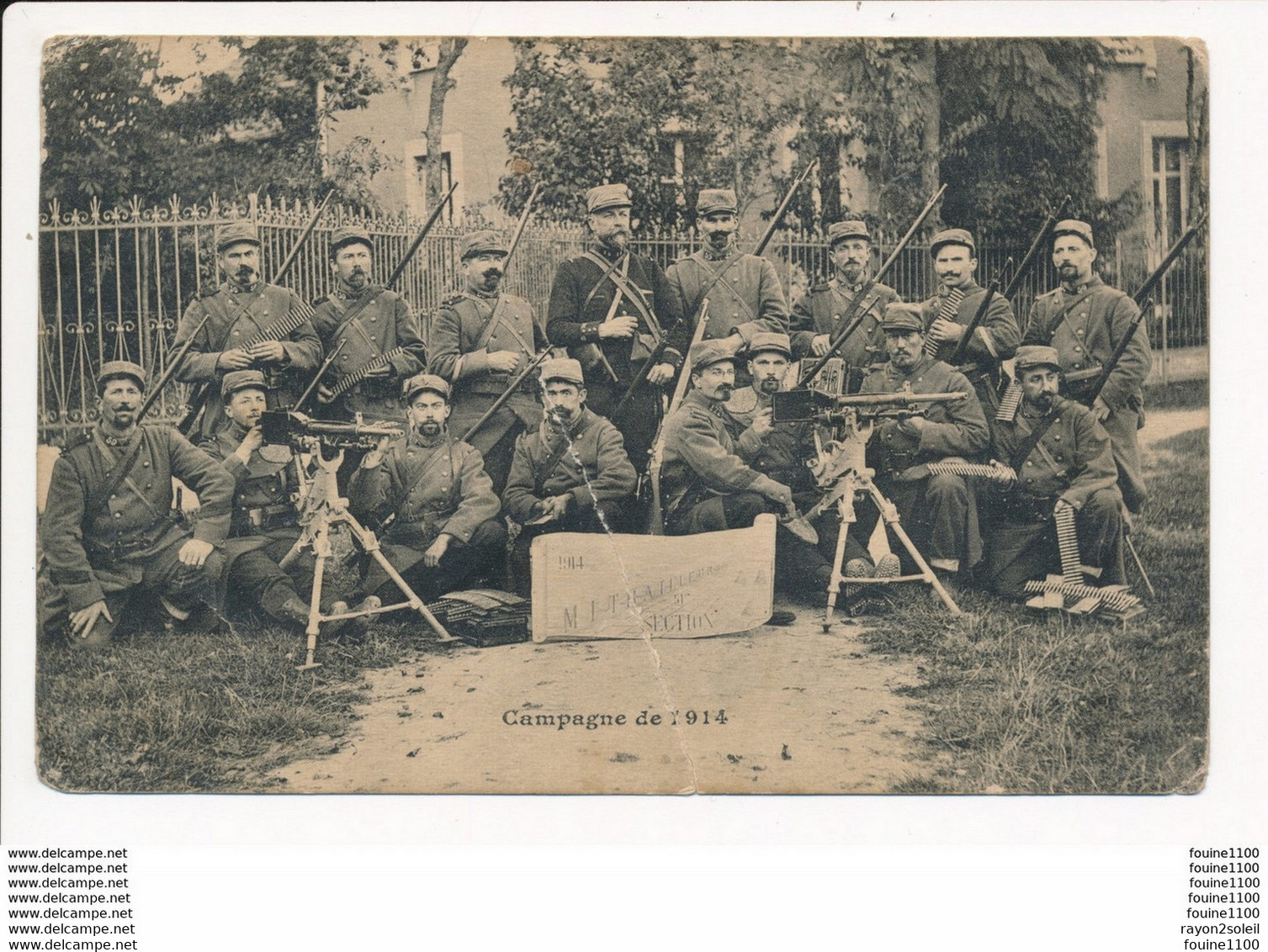 Carte Photo Militaire 1914 Mitrailleurs 51e Section Sur Le Tableau 59e Régiment 172e Régiment Avec Fusil Mitrailleur - Equipment