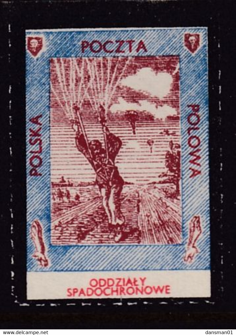 POLAND WWII Parachute Label Black Edge Mint Never Hinged - Viñetas De La Liberación