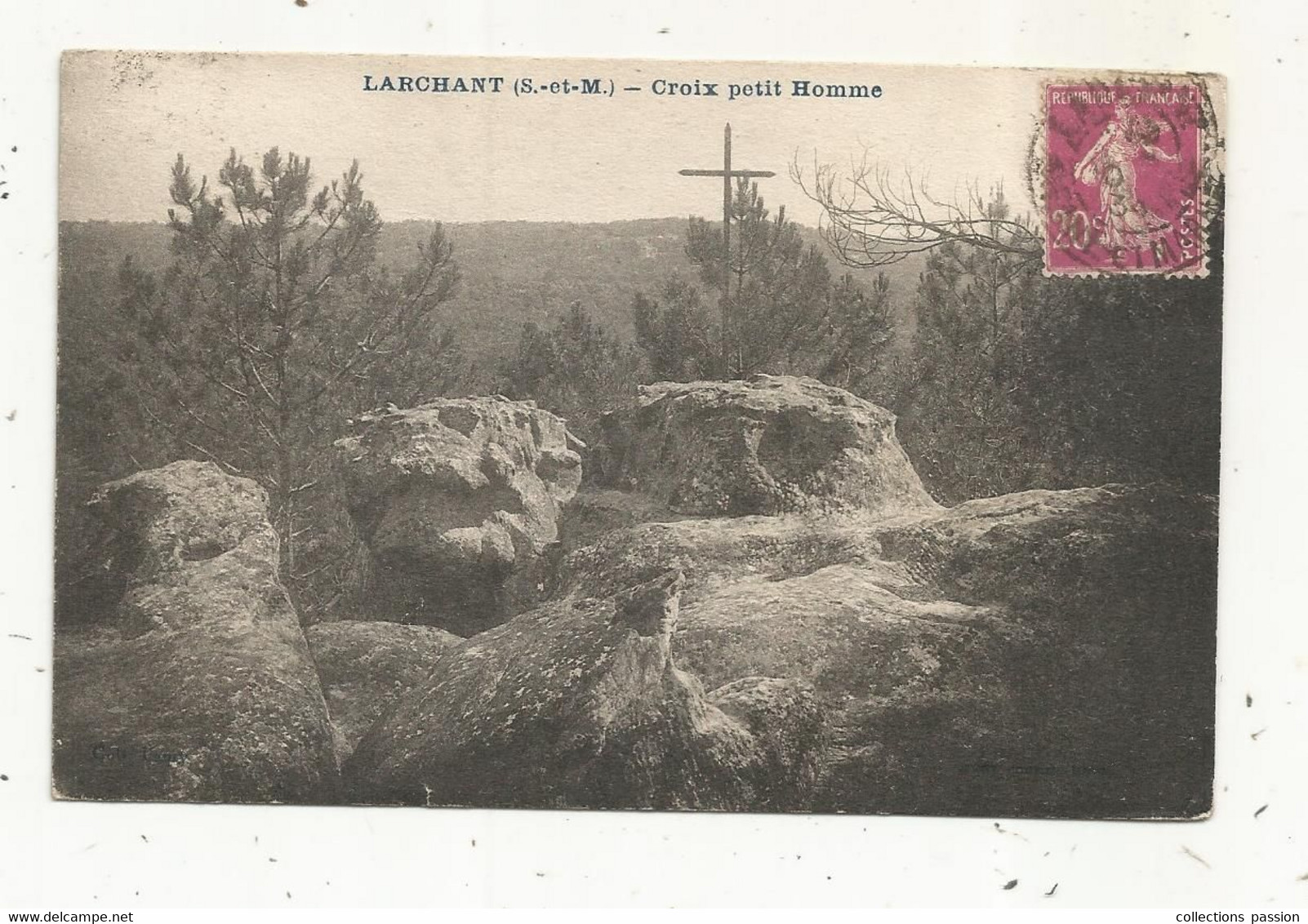 Cp ,77 , LARCHANT ,croix PETIT HOMME , Voyagée - Larchant